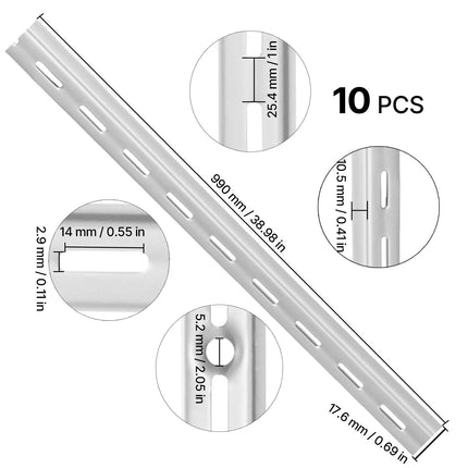 Shelf Pilaster Rails, 39-Inch, 10-Pack With 40 Screws