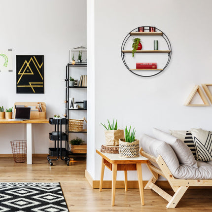 Shelf in wood and metal