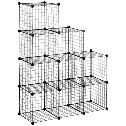 DIY Wire Shelving System, 9 Compartment Shoe Rack, Black