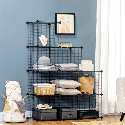 DIY Wire Shelving System, 9 Compartment Shoe Rack, Black