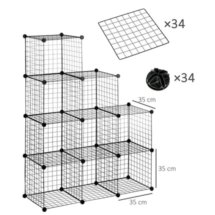 DIY Wire Shelving System, 9 Compartment Shoe Rack, Black
