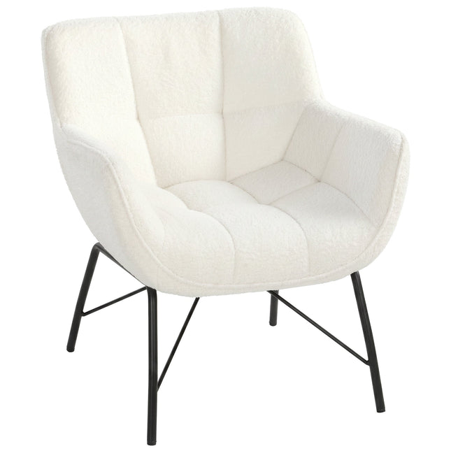 Sherpa Fleece Lounge Chair, gebogene Rückenlehne, Metallbeine