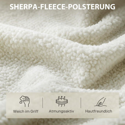 Lounge-Sessel aus Sherpa-Fleece, Beine in Holzoptik aus Metall, Cremeweiß