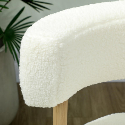 Lounge-Sessel aus Sherpa-Fleece, Beine in Holzoptik aus Metall, Cremeweiß