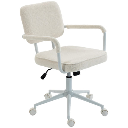 Sherpa Fleece Office Chair with Swivel and Tilt, Height Adjustable, Cream White