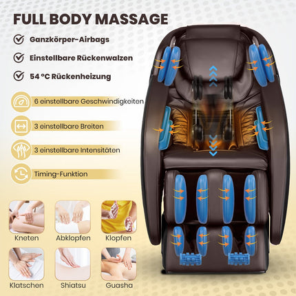 Shiatsu Massage Chair with Heat, Bluetooth, Full Body Relaxation