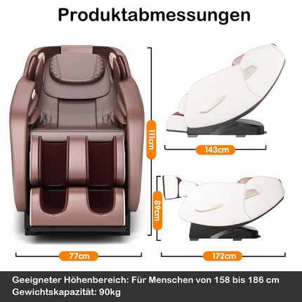 Shiatsu masážní křeslo s vyhříváním, Bluetooth, relaxace celého těla