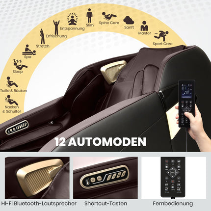 Shiatsu Massage Chair with Heat, Bluetooth, Full Body Relaxation