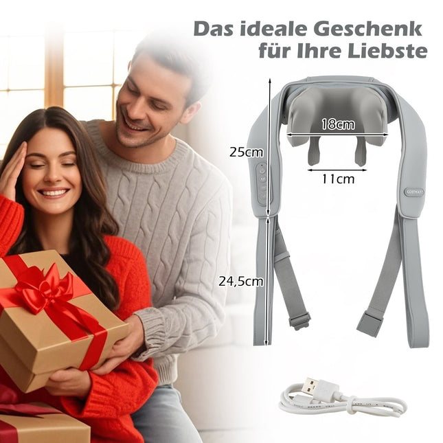 Shiatsu Nacken- und Schultermassagegerät, 4D Tiefengewebe, kabellos