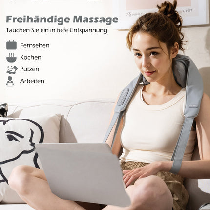 Shiatsu Nacken- und Schultermassagegerät, 4D Tiefengewebe, kabellos
