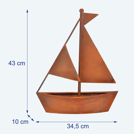 Ship-Shaped Metal Planter – Rustic Rust Patina