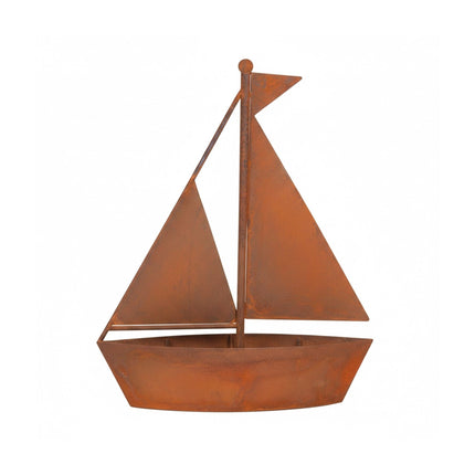 Ship-Shaped Metal Planter – Rustic Rust Patina