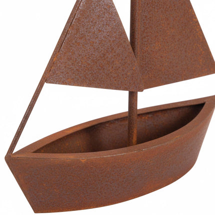 Ship-Shaped Metal Planter – Rustic Rust Patina