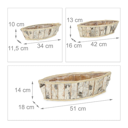 Pot de fleurs en forme de bateau - lot de 3