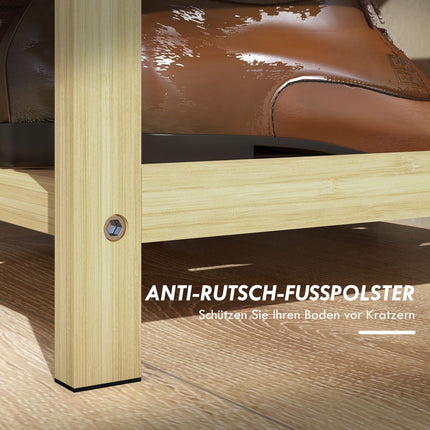 Bambus-Schuhbank mit Schublade, 2-stöckiges Regal - 4 Paar