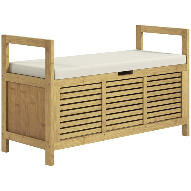 Bambus-Schuhbank mit klappbarem Deckel – 100x40x60 cm