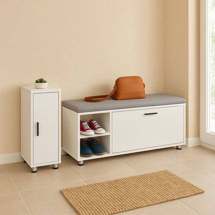 Schuhbank mit Kissen & Dielenschrank-Set
