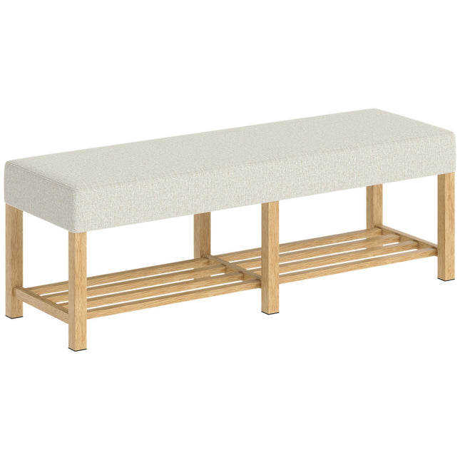 Shoe Bench with Cushion, Rubberwood, 140cm, 220kg Capacity