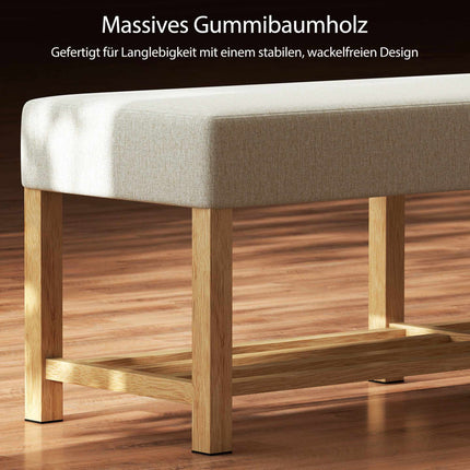 Schuhbank mit Kissen, Gummibaumholz, 140cm, 220kg Tragkraft