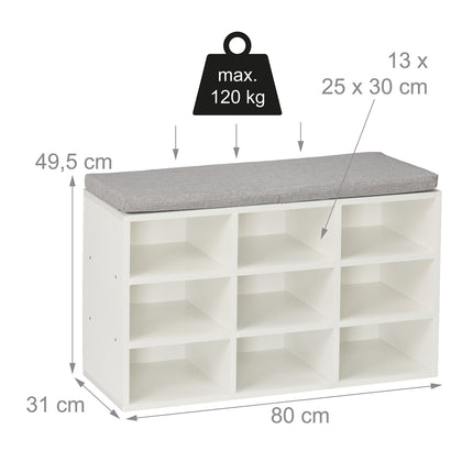 Shoe Bench with Padded Seat and Storage Compartments