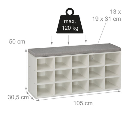 Shoe Bench with Padded Seat and Storage Compartments