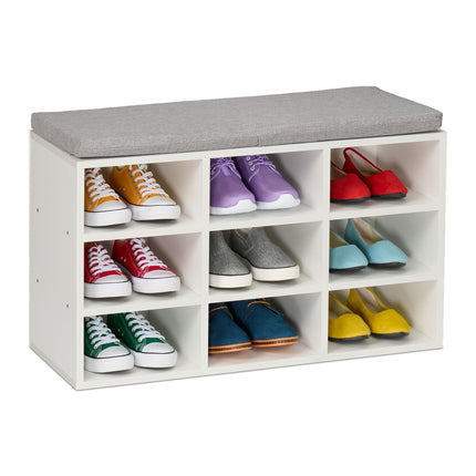 Shoe Bench with Padded Seat and Storage Compartments