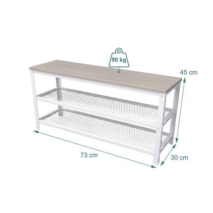 Shoe Bench with Seat and 2 Shelves for Entryway