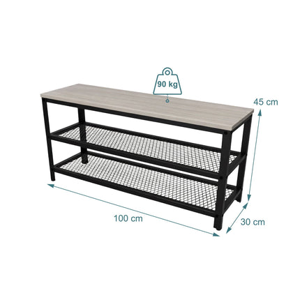 Shoe Bench with Seat and 2 Shelves for Entryway