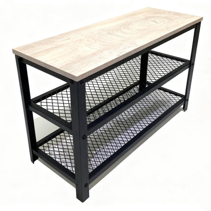 Shoe Bench with Seat and 2 Shelves for Entryway