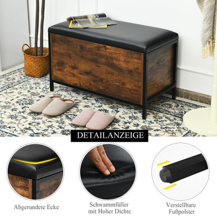 Shoe Bench with Storage, Padded Seat, 120kg Capacity