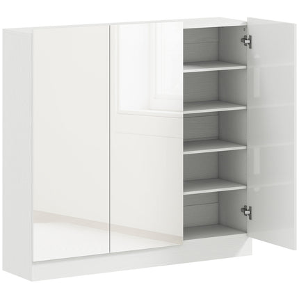 Schuhschrank, 10 Fächer, Belüftung, Soft-Close, Weißholz