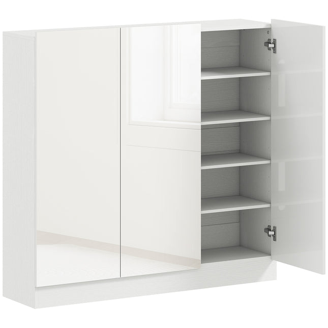 Shoe Cabinet, 10 Shelves, Ventilation, Soft-Close, White Wood