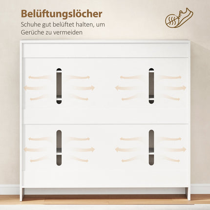 Schuhschrank, 10 Fächer, Belüftung, Soft-Close, Weißholz