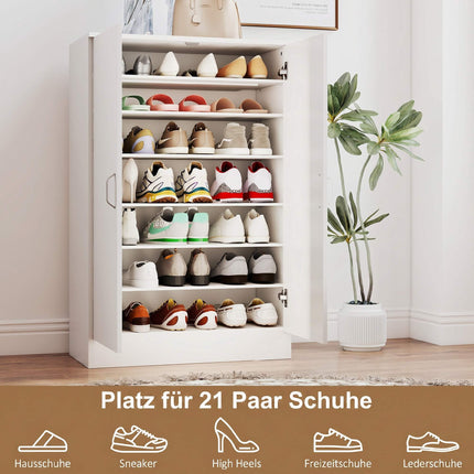 Schuhschrank, 2 Türen, 6 verstellbare Einlegeböden, 21 Paar