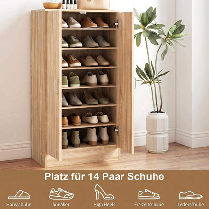 Schuhschrank, 2 Türen, verstellbare Einlegeböden, fasst 14 Paar