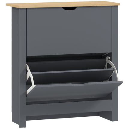 Schuhschrank, 2 Kippfächer, 72x26x80 cm, Dunkelgrau