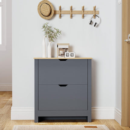 Schuhschrank, 2 Kippfächer, 72x26x80 cm, Dunkelgrau