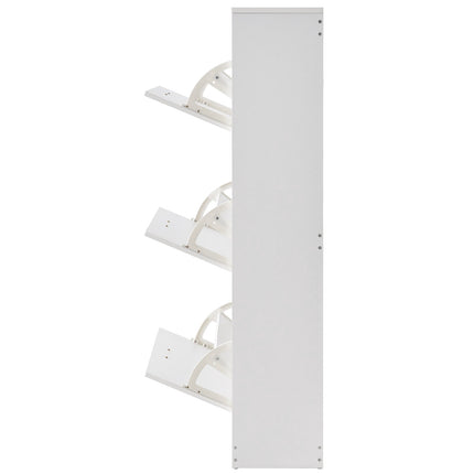 Shoe Cabinet, 3 Flip Drawers, Freestanding With Hooks