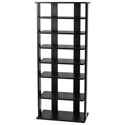 Schuhschrank, 7-stufig, doppelreihig, herausnehmbare Ablagen, Schwarz