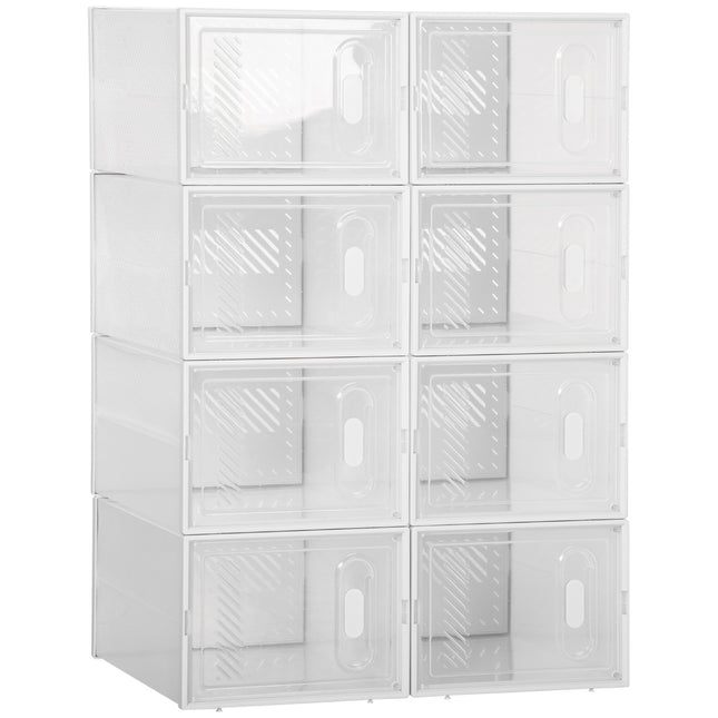Shoe rack in transparent plastic - rectangular shelf with 8 compartments