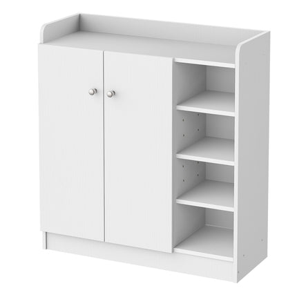 Weißer Schuhschrank mit Türen & 4 Fächern, 83x30x90cm