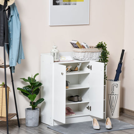 Weißer Schuhschrank mit Türen & 4 Fächern, 83x30x90cm
