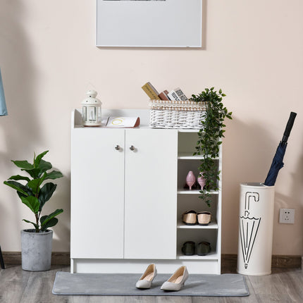 Weißer Schuhschrank mit Türen & 4 Fächern, 83x30x90cm