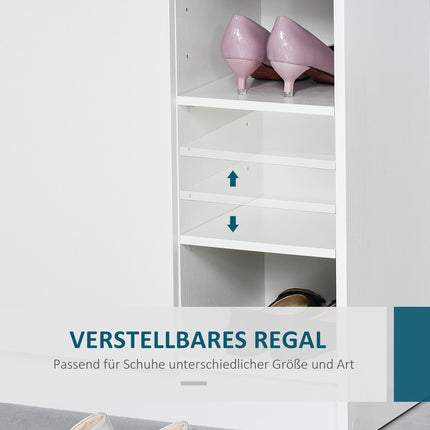 Weißer Schuhschrank mit Türen & 4 Fächern, 83x30x90cm