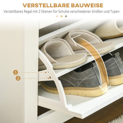 Schuhschrank Weiß & Natur – Platz für 18 Paar, platzsparend