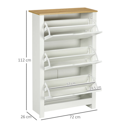 Schuhschrank Weiß & Natur – Platz für 18 Paar, platzsparend
