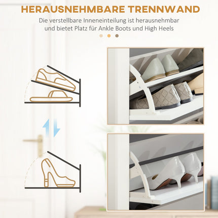 Schuhschrank Weiß & Natur – Platz für 18 Paar, platzsparend