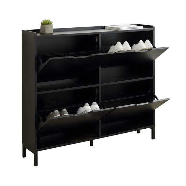 Shoe Cabinet, Slim 4-Compartment, Holds 16 Pairs