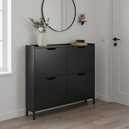 Schuhschrank, schmal, 4 Fächer, fasst 16 Paar