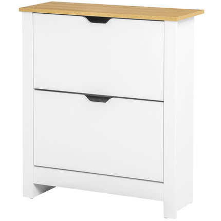 Platzsparender Schuhschrank, weiß & natur, für 12 Paar Schuhe